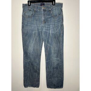 Rock & Republic Verve Jeans Mens 34x32 Blue Denim Cotton Mid Rise Straight Leg